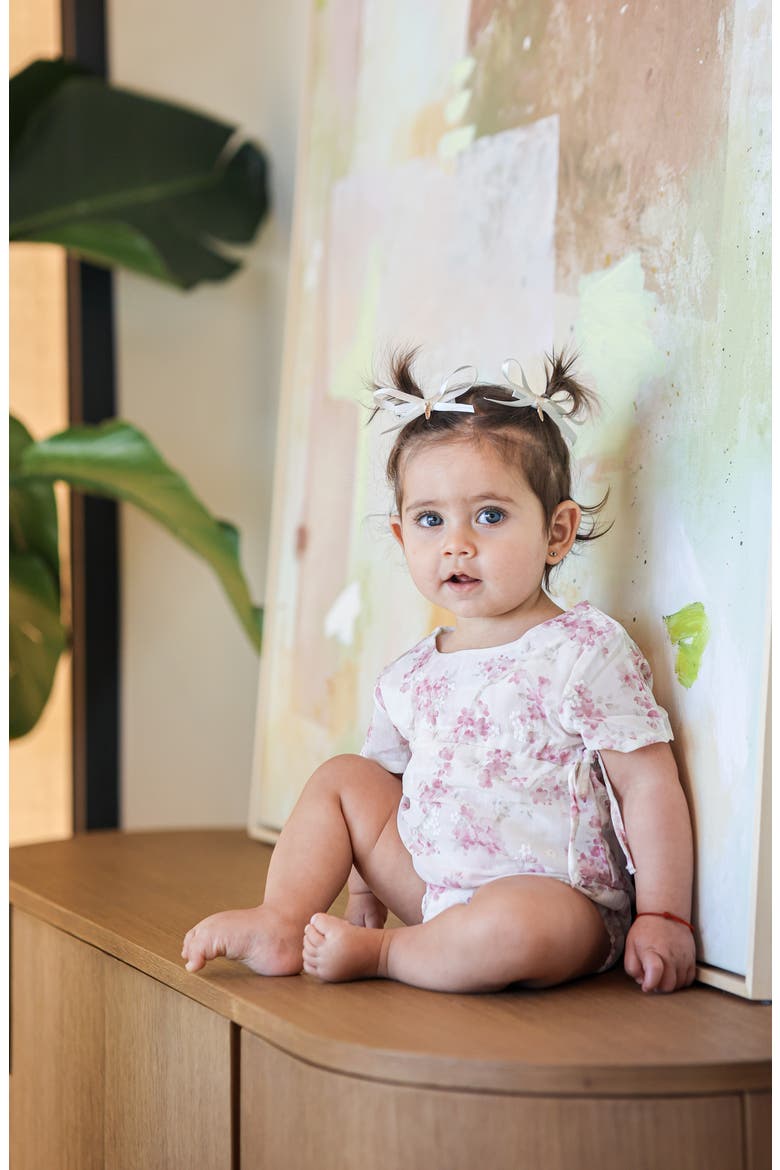 Floral Tie Romper, Alternate, color, PINK ROSE