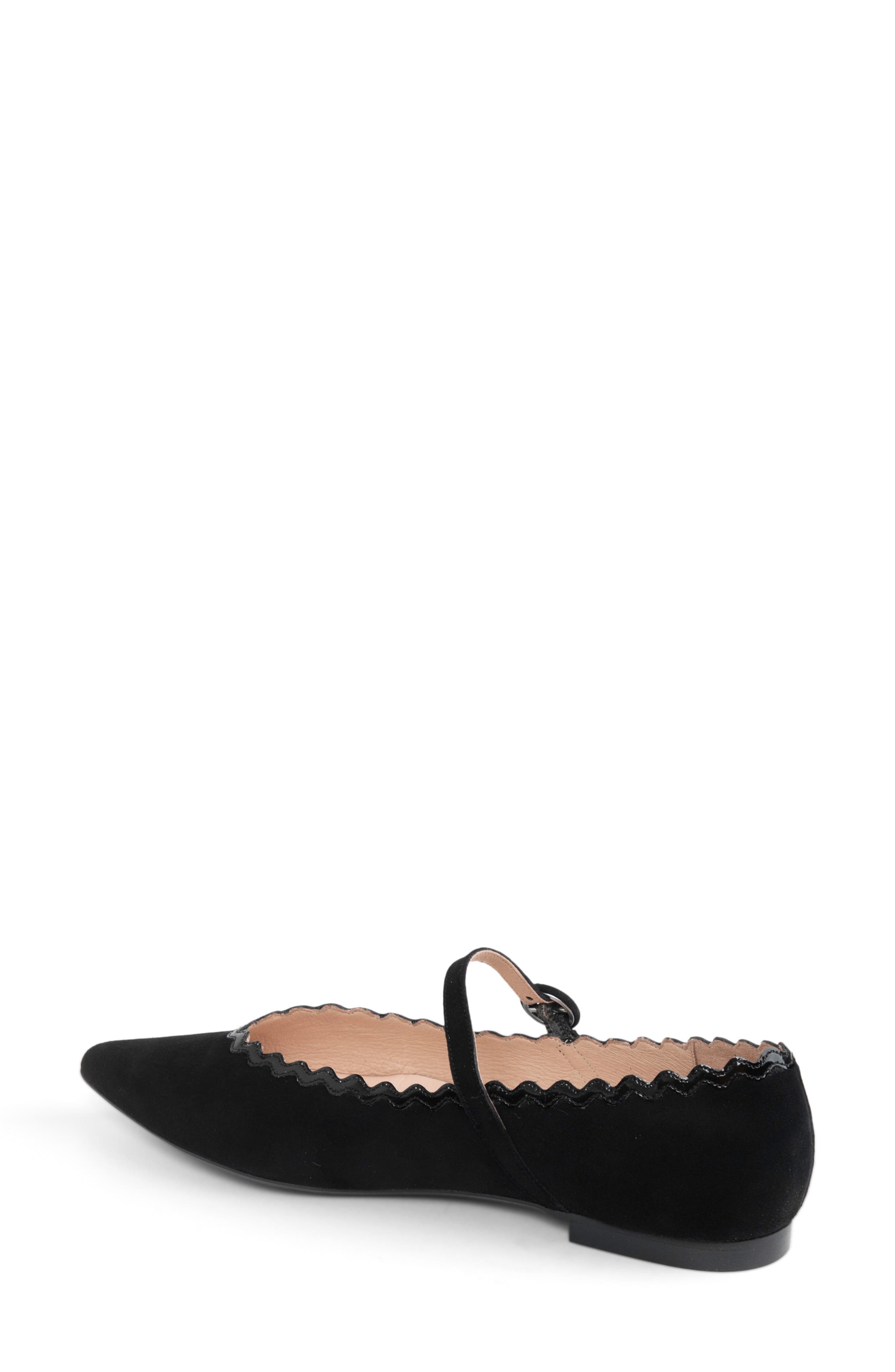 patricia green Sutton Scallop Pointed Toe Mary Jane Flat, Alternate, color, Black