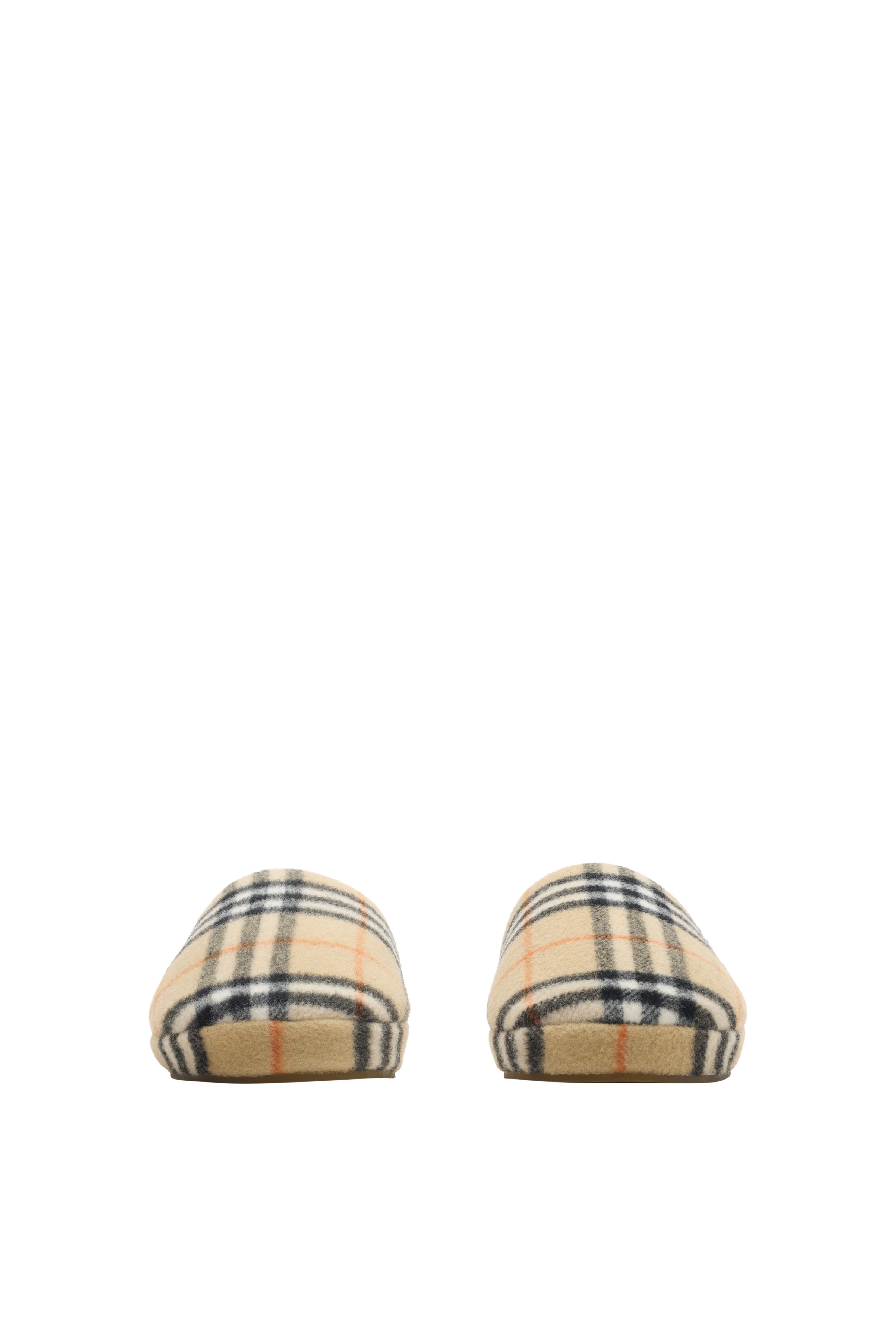 Burberry Check Wool Blend Slippers, Alternate, color, Sand Beige