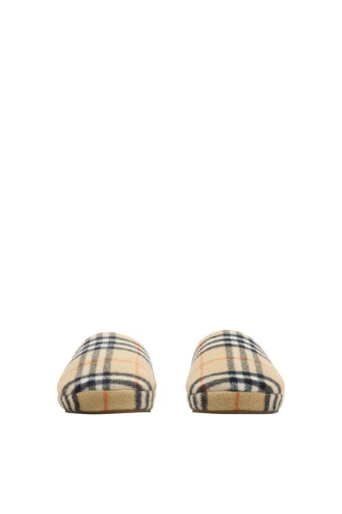Burberry Check Wool Blend Slippers In Nude