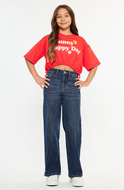 Kancan Andy High Rise Wide Leg Jeans In Blue