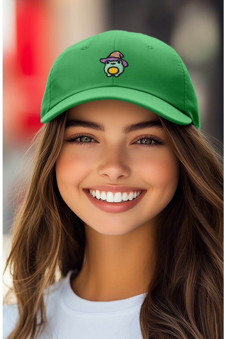 Sorcerer Frog Embroidered Dad Hat, Alternate, color, Kelly Green