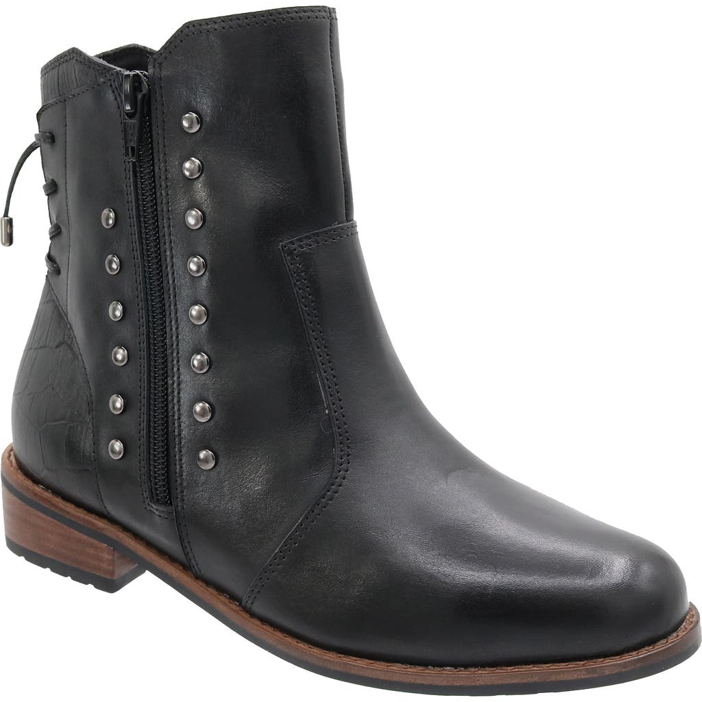 David Tate Maestro Waterproof Stud Bootie in Black Calf/Croc