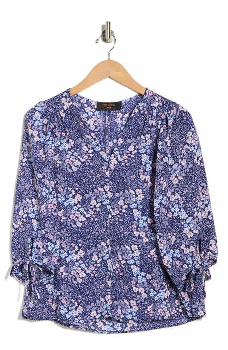 Renee C Floral Tie Cuff Top