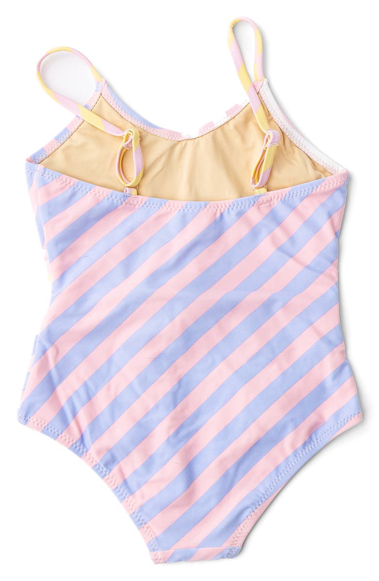 Shade Critters Kids' Pastel Stripe Faux Wrap One-Piece UPF 50+ Swimsuit, Alternate, color, Pink Multi
