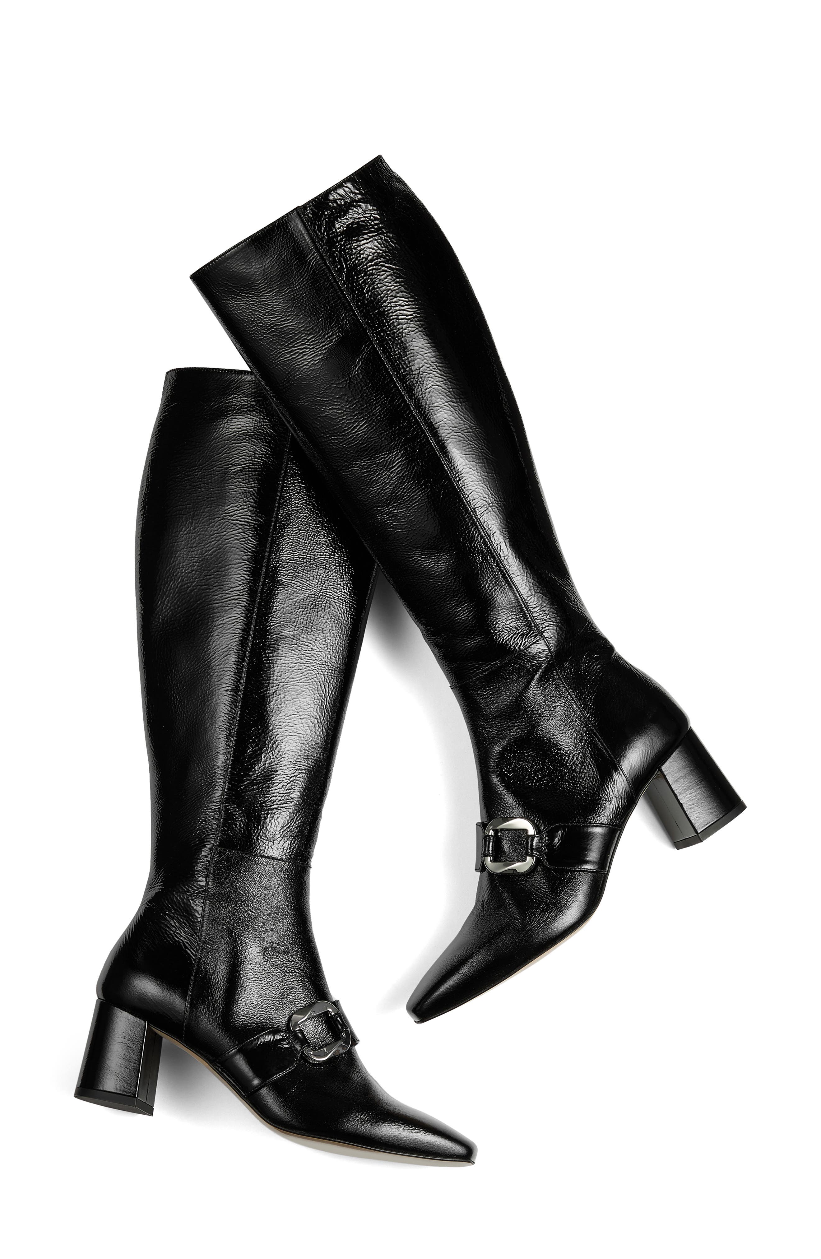 LK Bennett Gigi Oloid Block Heel Knee High Boot, Alternate, color, Black