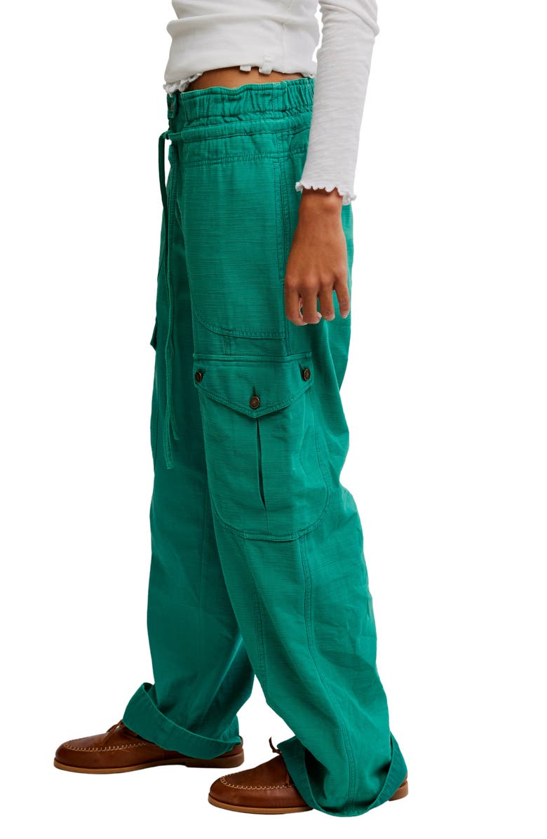 Free People Park Ave Cotton Cargo Pants, Alternate, color, Golf Green