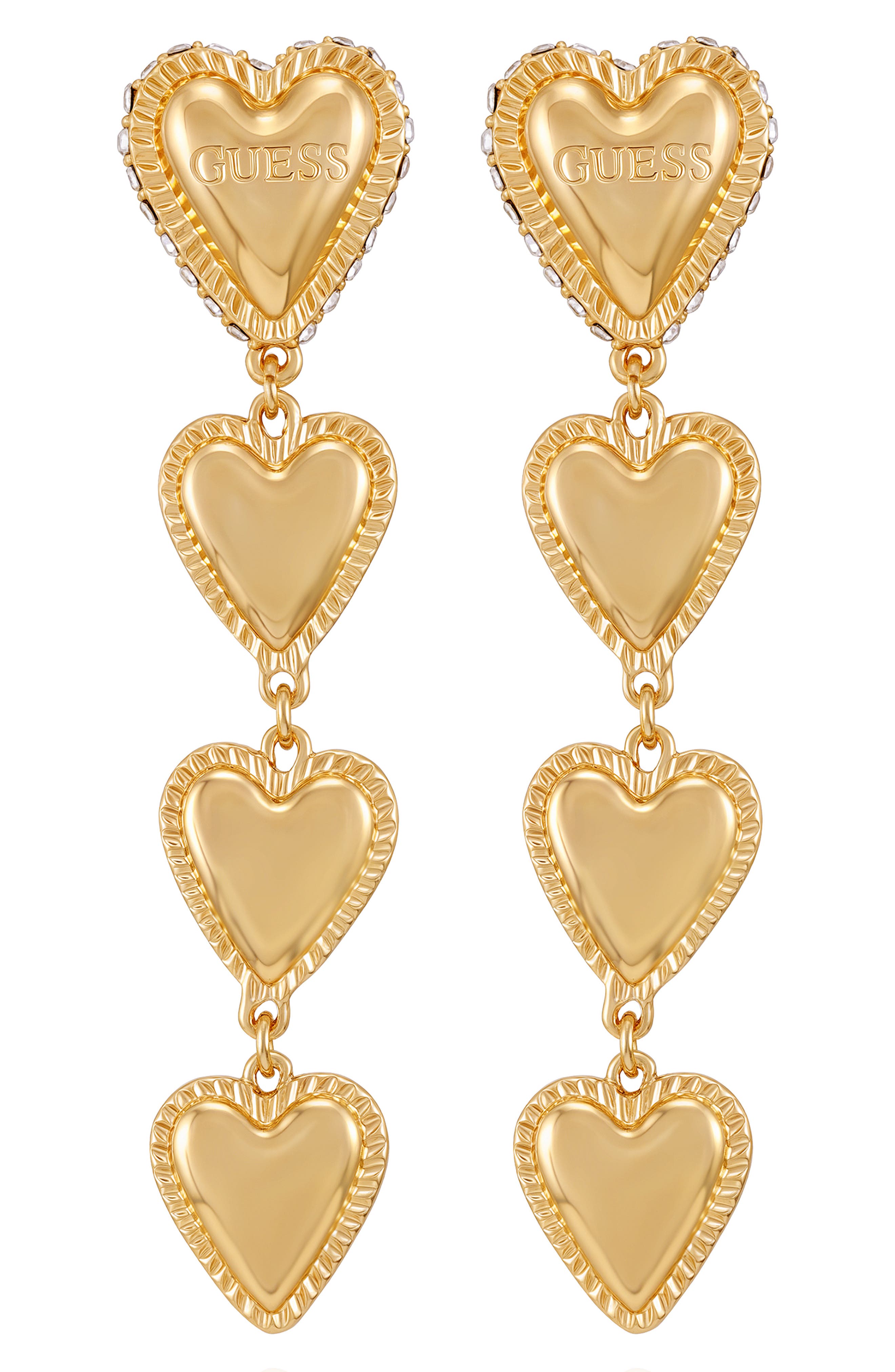 GUESS Heart Pavé Drop Earrings