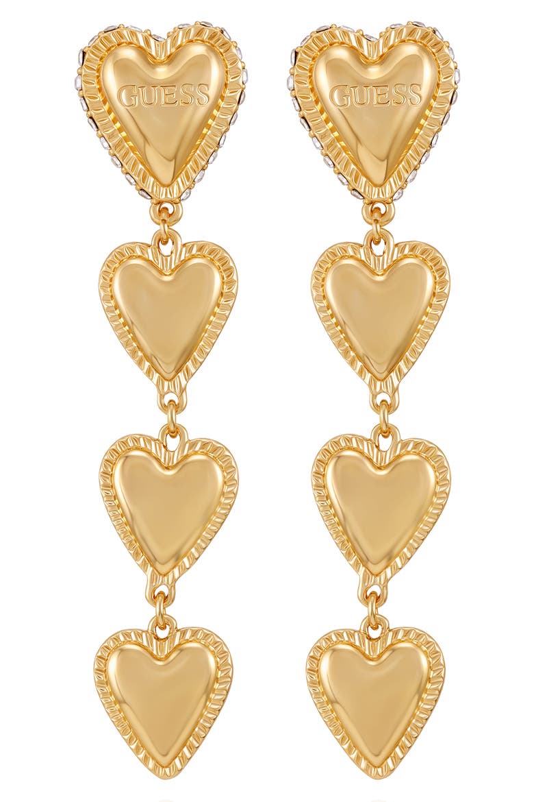 Heart Pavé Drop Earrings, Main, color, GOLD TONE