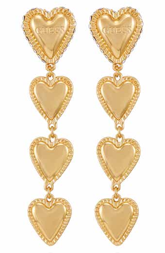 GUESS Heart Pavé Drop Earrings