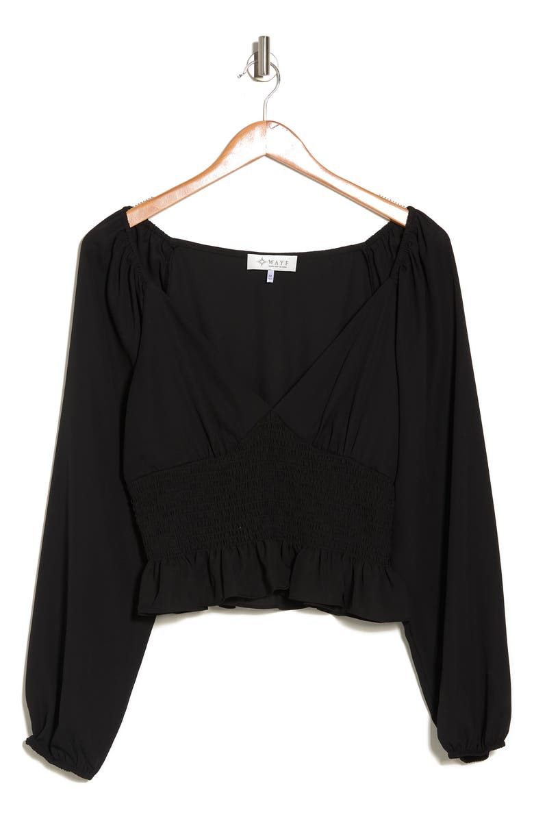 WAYF Smocked Waist Raglan Top, Alternate, color, 