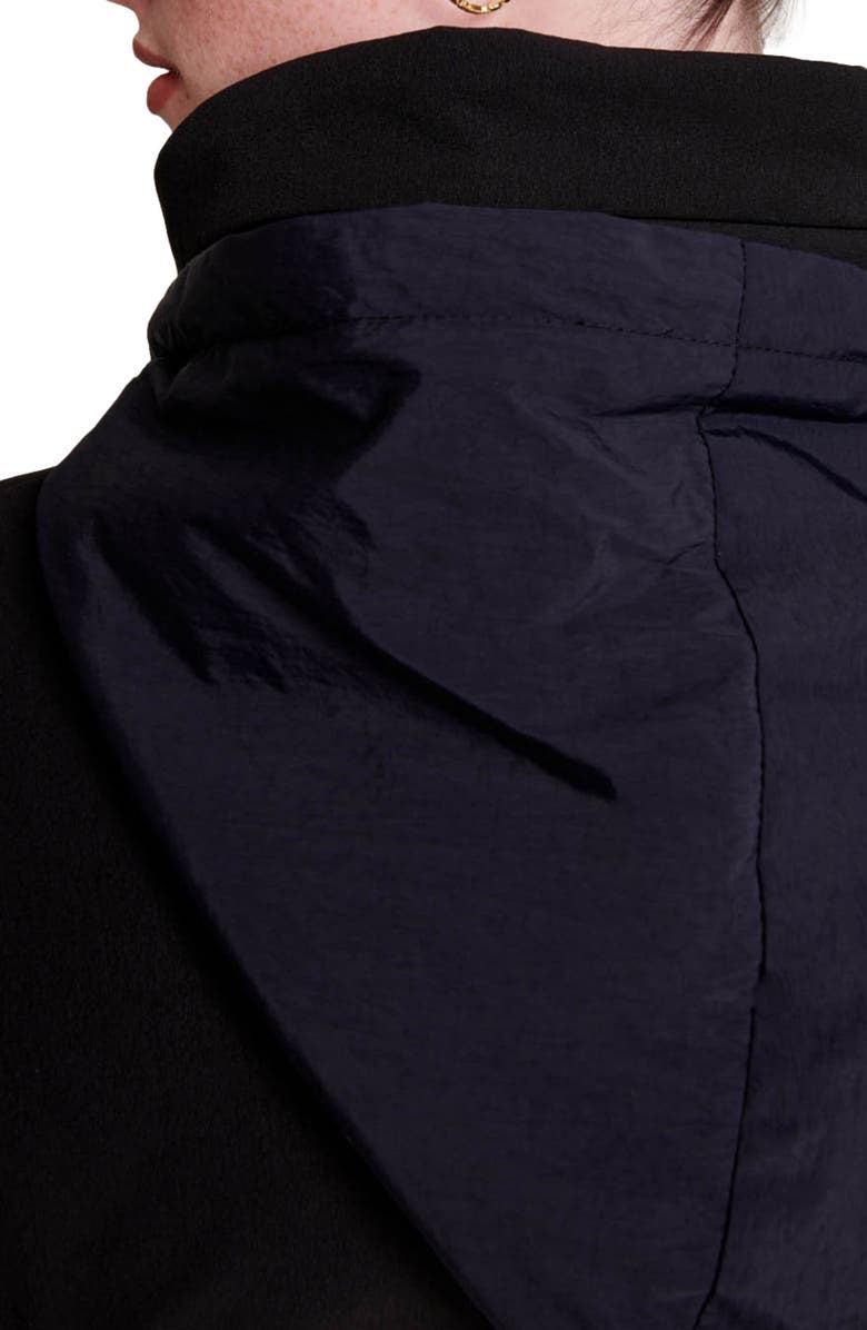 maje Colorblock High Pile Fleece Hooded Puffer Jacket, Alternate, color,