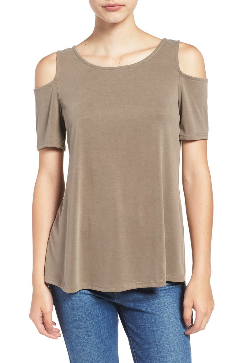 Cold Shoulder Tee, Main, color, ARMY OLIVE
