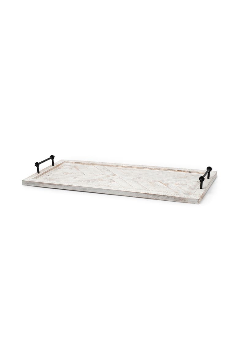 Alfred Wooden Herringbone Tray, Main, color, White