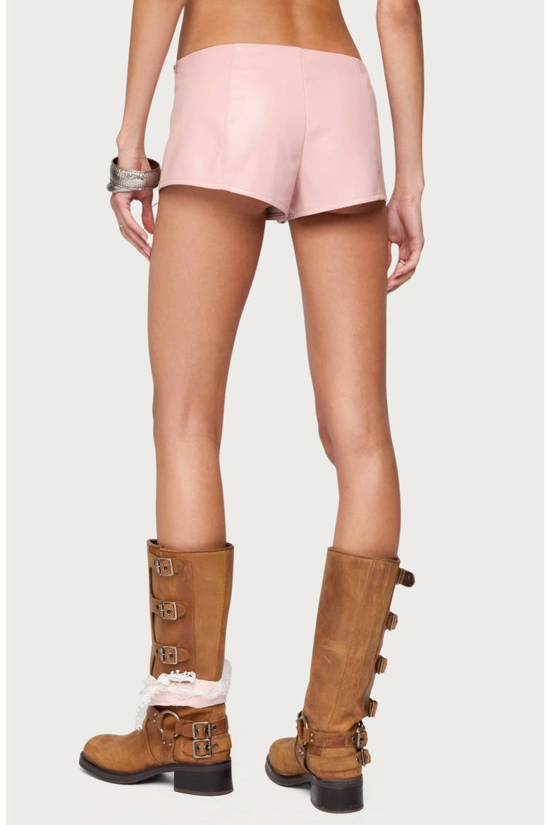 Elisha Faux Leather Micro Shorts, Alternate, color, PINK