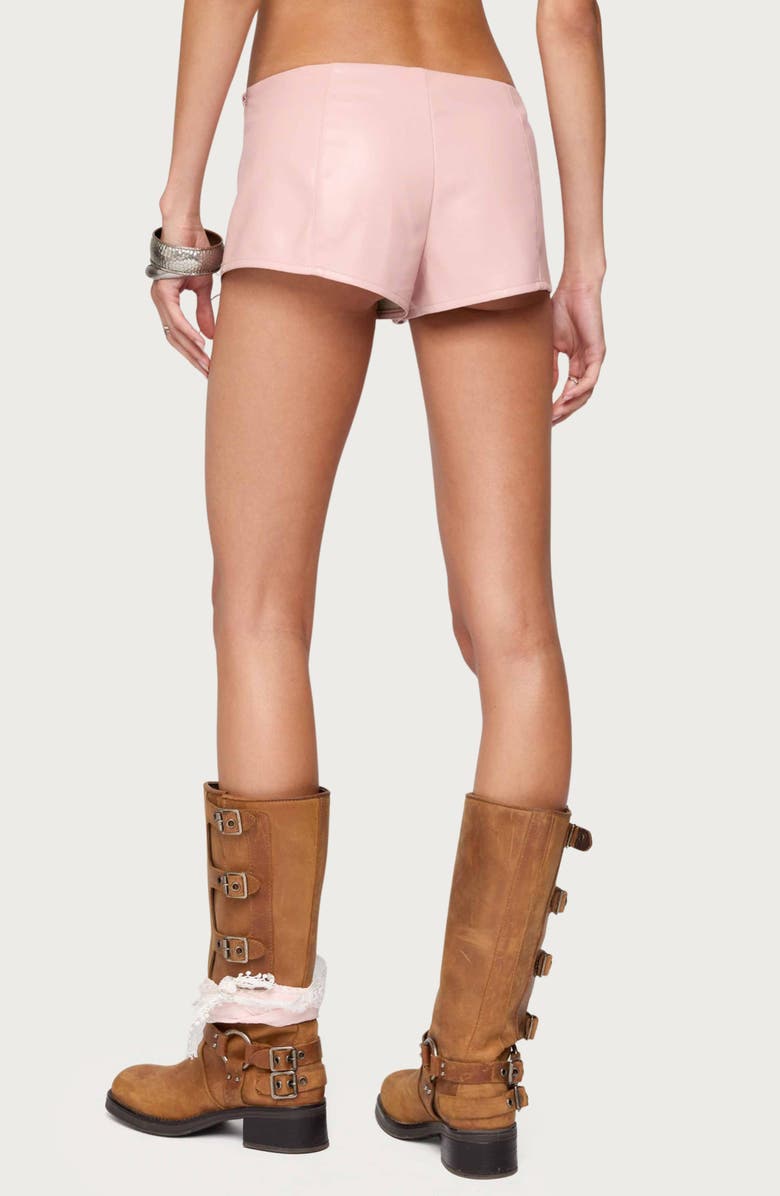 EDIKTED Elisha Faux Leather Micro Shorts, Alternate, color, Pink