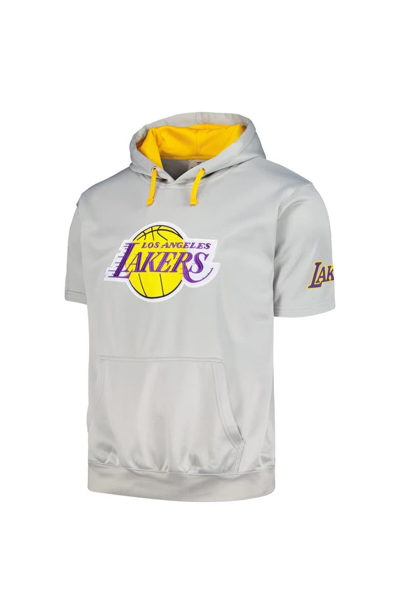 FANATICS Men's Fanatics Branded Silver/Gold Los Angeles Lakers Short Sleeve Pullover Hoodie, Alternate, color,