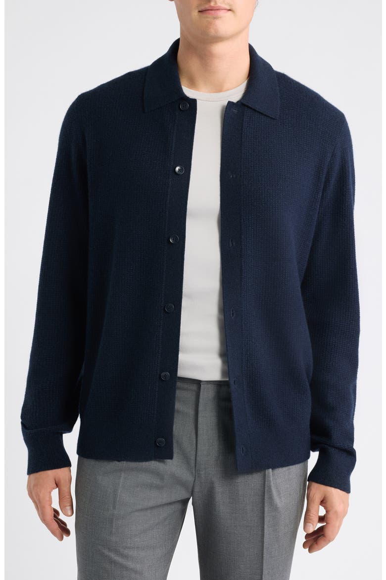 Lux Cashmere Cardigan Sweater, Main, color, NAVY NIGHT MARL