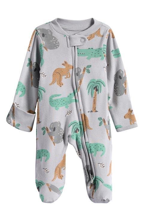 Print Organic Cotton Zip Footie (Baby)