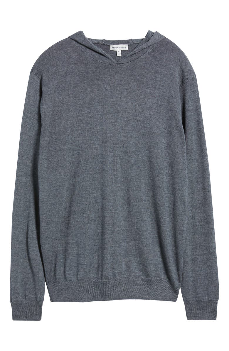 Peter Millar Autumn Crest Merino Wool Blend Hooded Sweater, Alternate, color, Charcoal