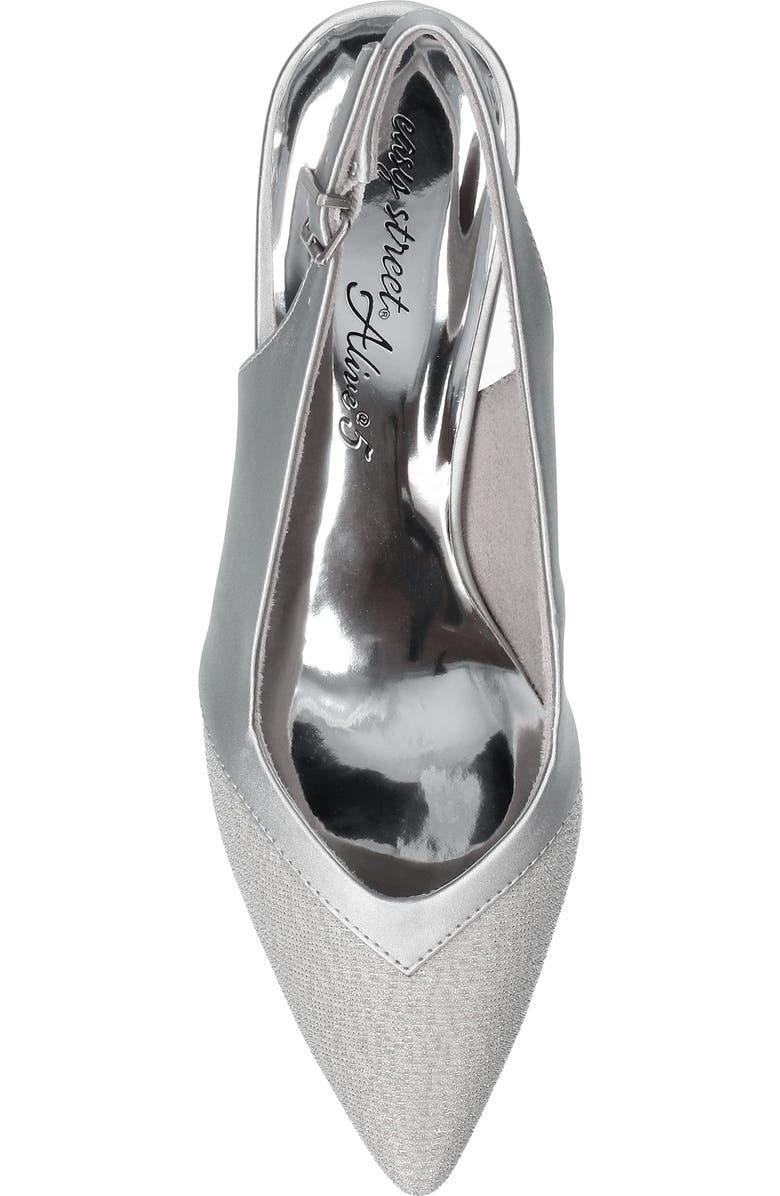EASY STREET Vivid Kitten Heel Slingback Pump, Alternate, color, Silver Satin-Glitter