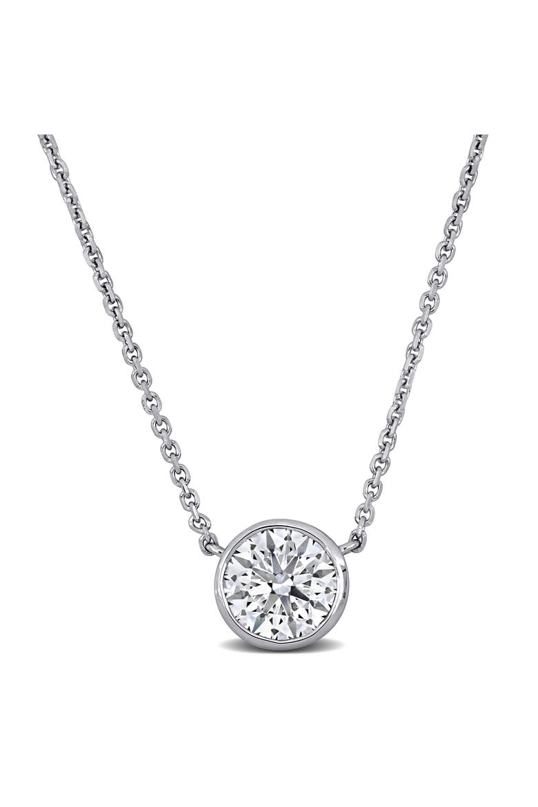 1 CTW Lab-Grown Diamond Solitaire Necklace 14K, Main, color, White Gold