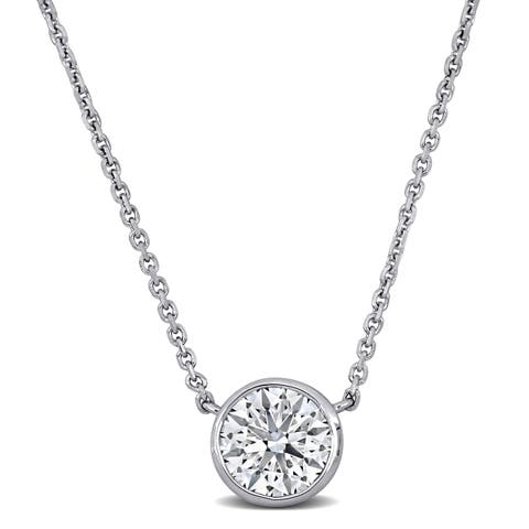 1 CTW Lab-Grown Diamond Solitaire Necklace 14K