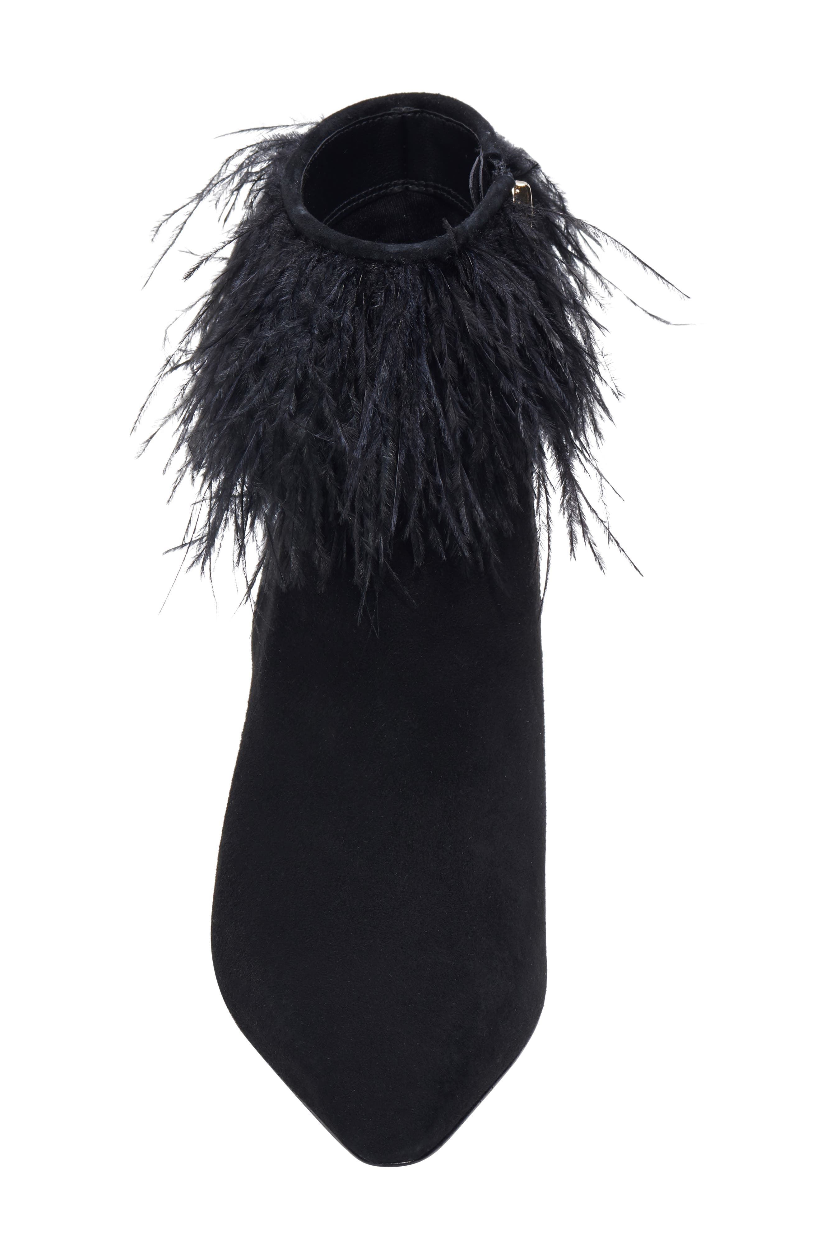 Kate Spade New York marabou pointed toe bootie, Alternate, color, Black