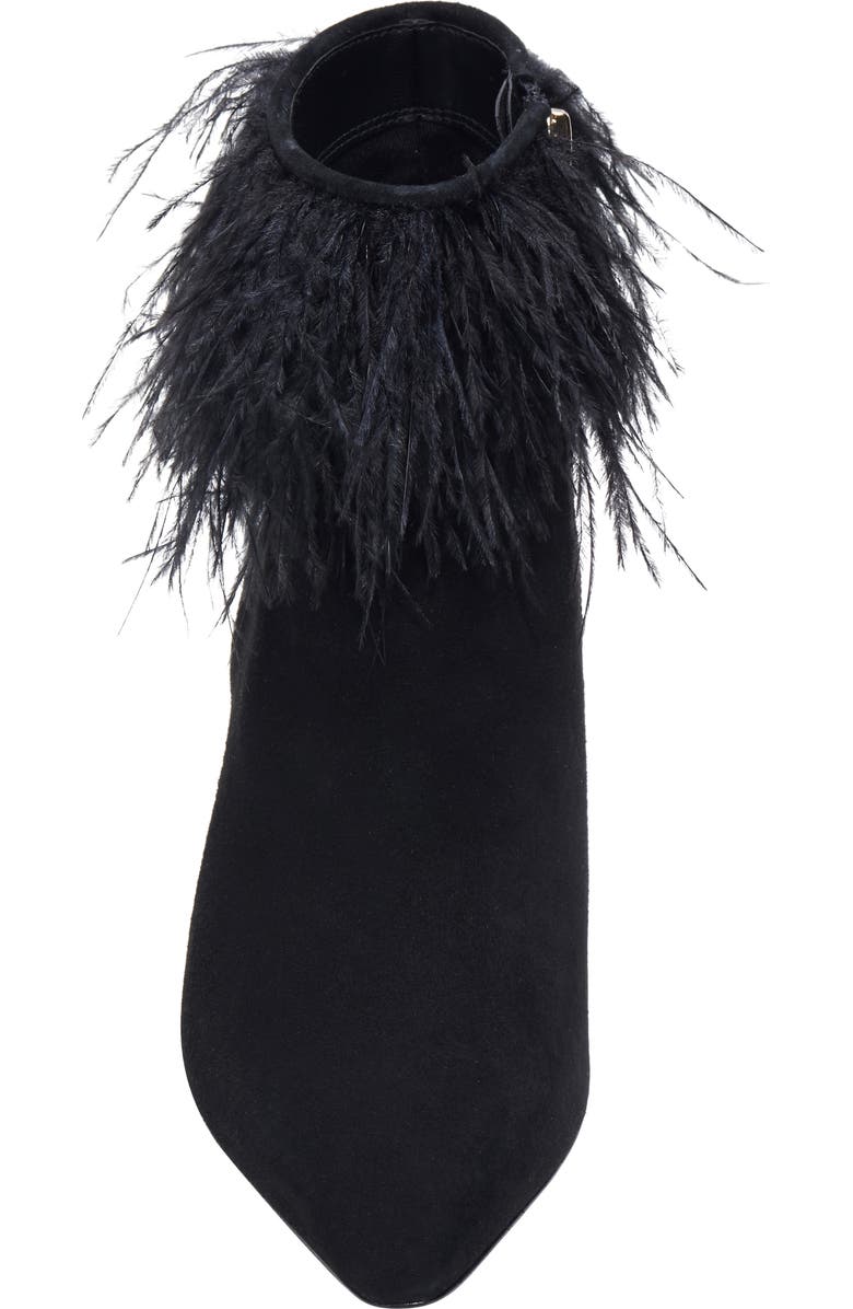 Kate Spade New York marabou pointed toe bootie, Alternate, color, Black