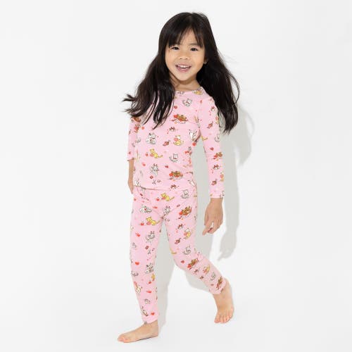 Bellabu Bear Kids' Love Kittens Set Of 2 Piece Pajamas In Love Kittens