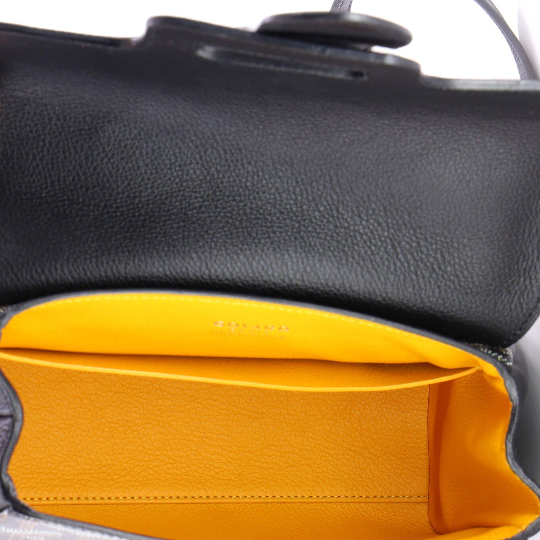 Pre-Owned Goyard Saigon Top Handle Bag Coated Canvas with Leather Mini, Alternate, color, Black