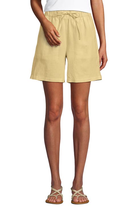 Linen High Rise Pull On 7" Shorts