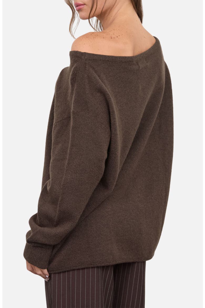 Oversized Boat Neck Sweater, Alternate, color, COCOA