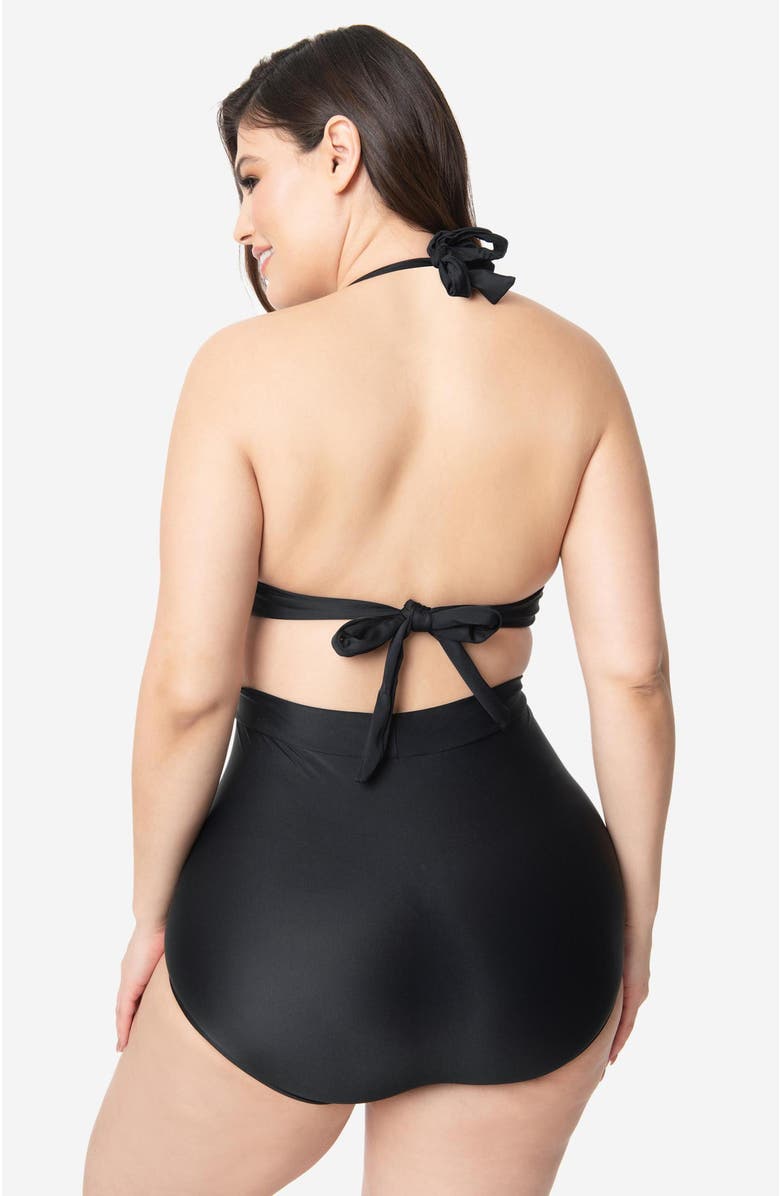 Unique Vintage Plus Size Monroe High Waist Bikini Bottom, Alternate, color, Black