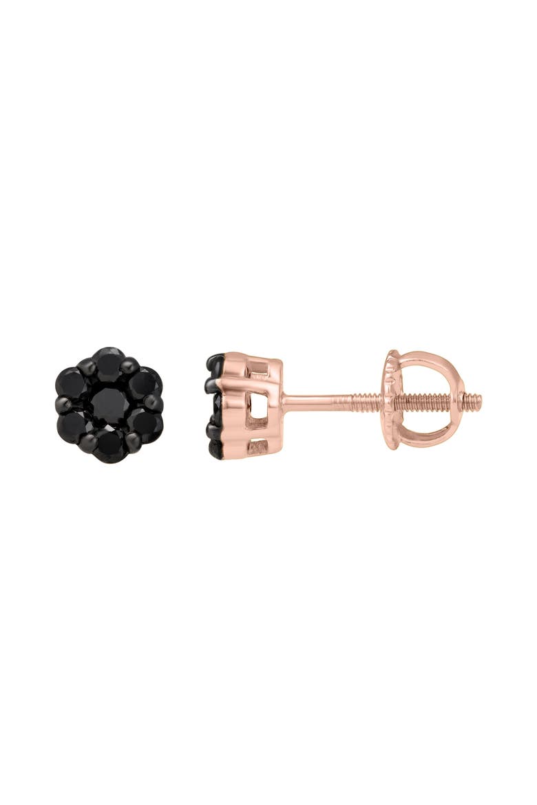 Eclipse 0.5 Cts Black Diamond Cluster Studs 10K Gold Earrings, Main, color, 10K Rose Gold