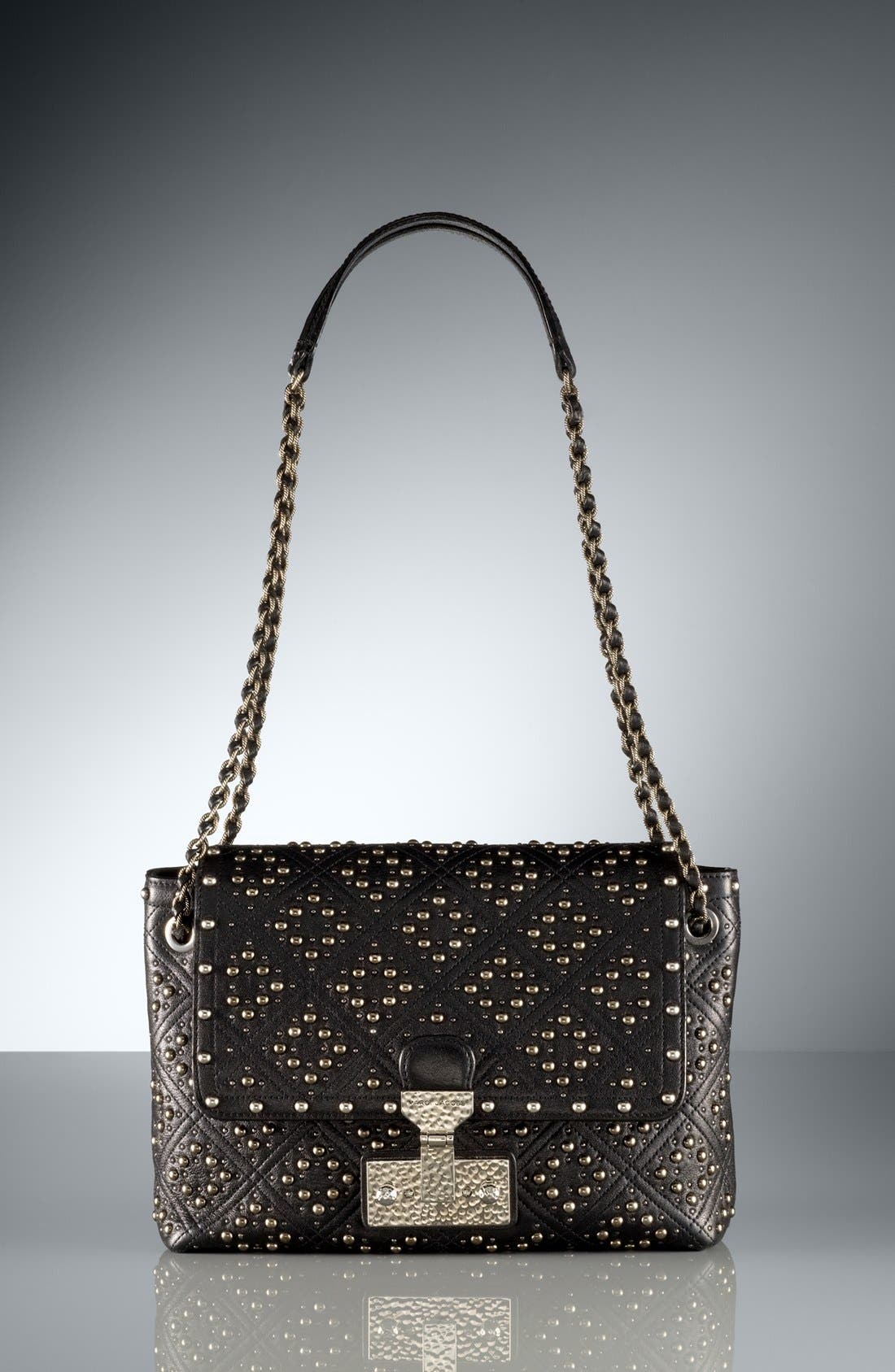 'Baroque Studs Single - Large' Leather Crossbody Bag, Alternate, color, BLACK/ ANTIQUE SILVER