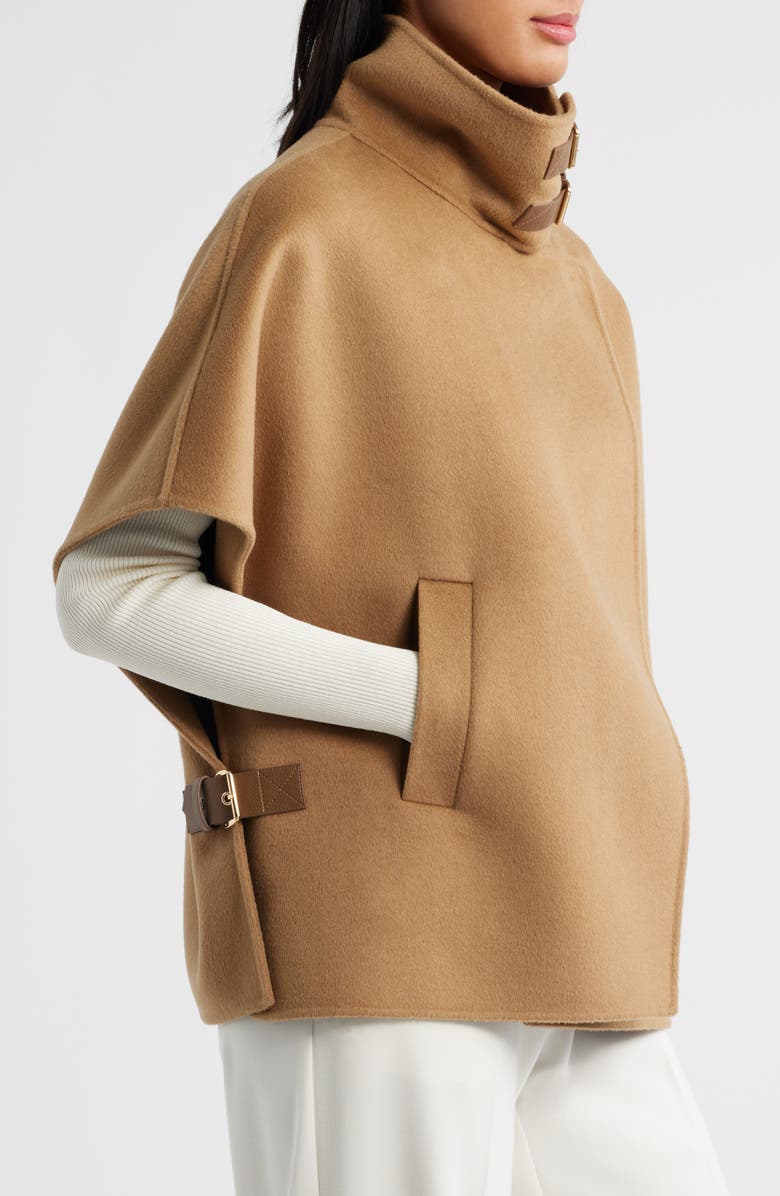 Michael Kors Double Face Wool Blend Cape, Alternate, color, Dark Camel