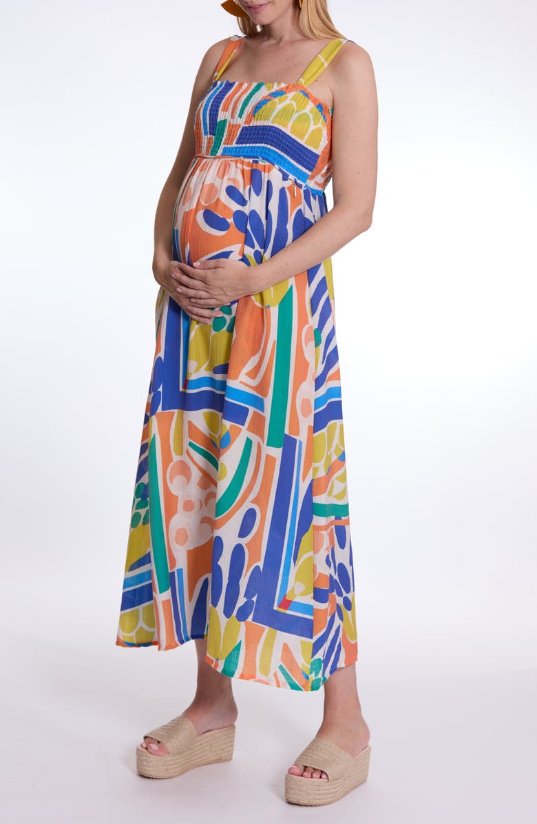 Cache Coeur Naïade Maternity and Nursing Maxi Dress, Main, color, Orange Multicolor