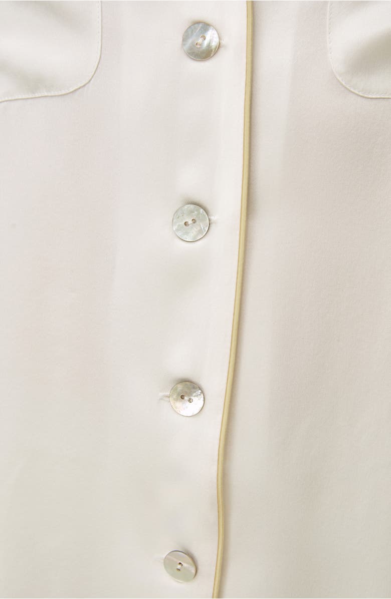 Lilysilk Gold Piping Silk Pajamas Set, Alternate, color, Natural White