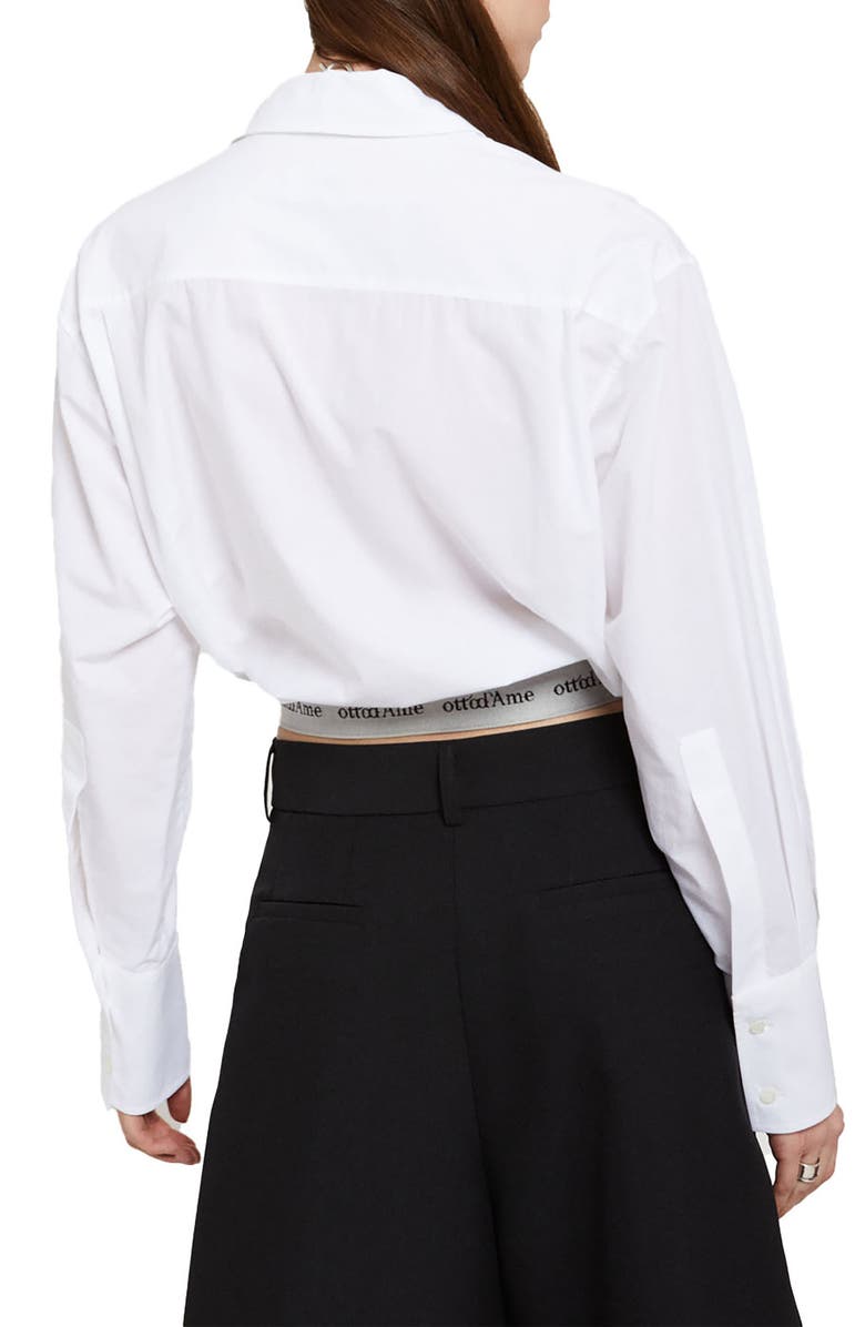 ottod'Ame Poplin Shirt With Criss-Cross Neckline, Alternate, color, White