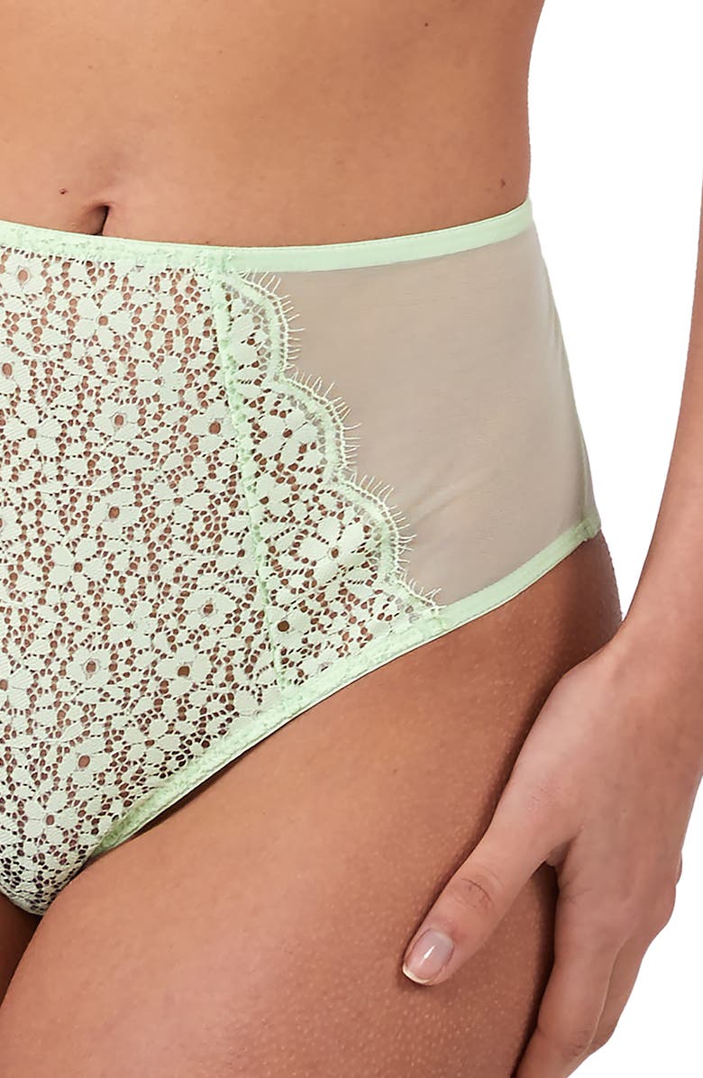 Deja Day Emma High Waist Lace & Mesh Briefs, Alternate, color,