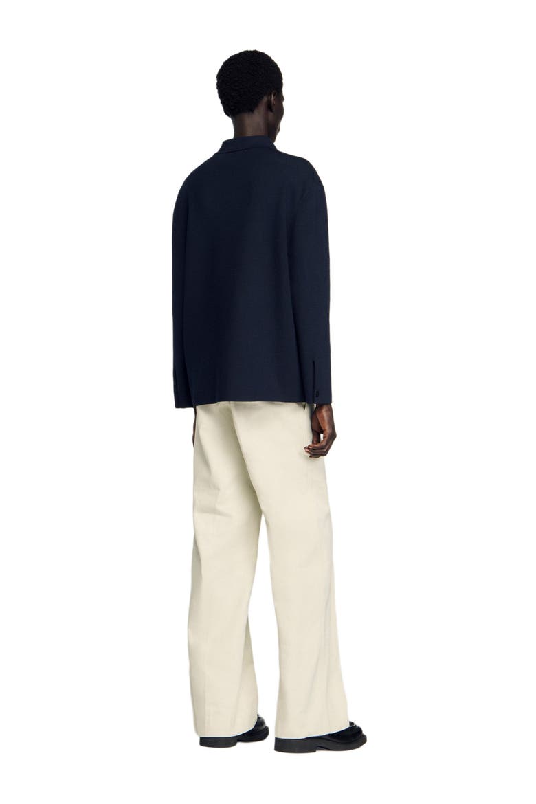 Knitted shirt jacket, Alternate, color, Navy blue