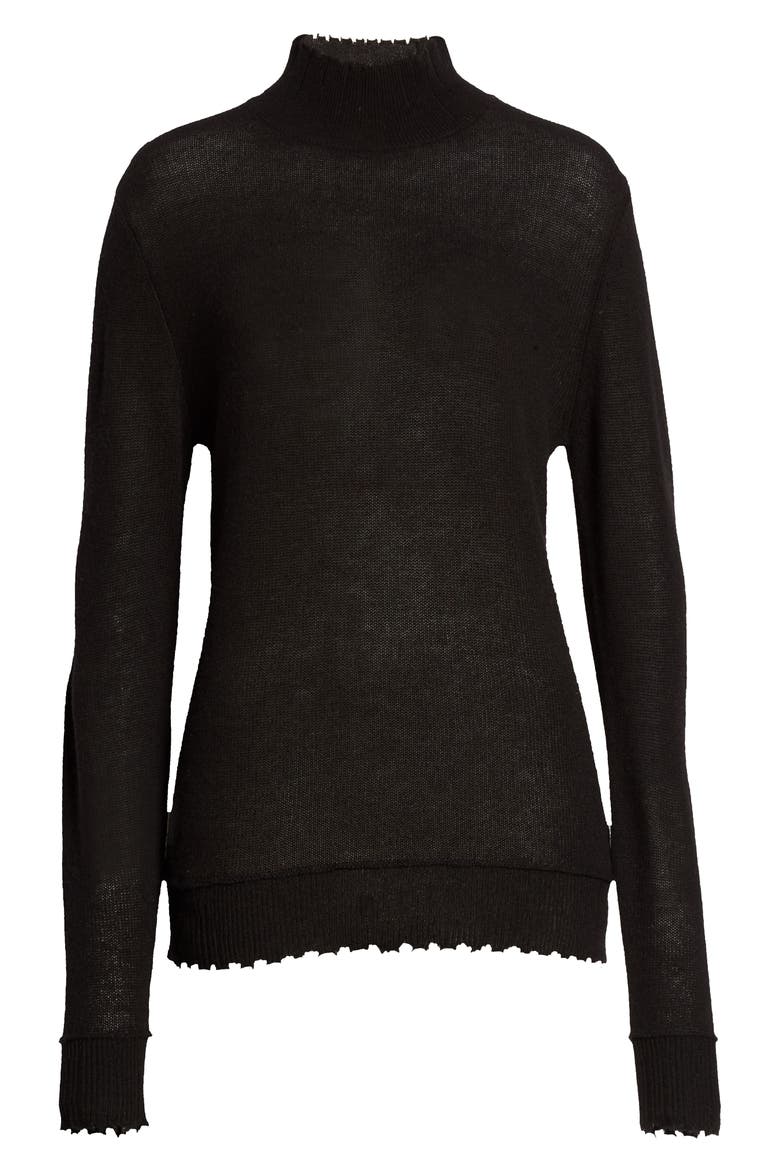 Distressed Cashmere Sweater, Alternate, color, BLACK
