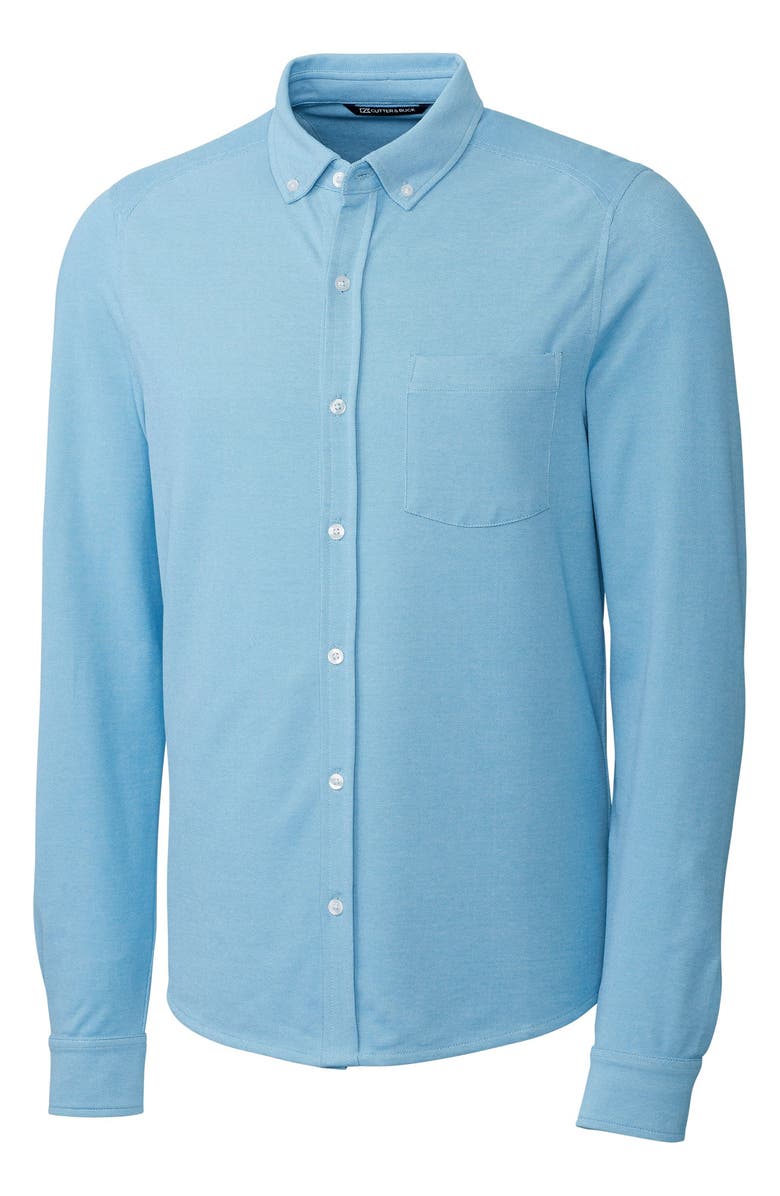 Cutter & Buck Reach Button-Down Piqué Knit Shirt, Main, color, Lakeshore