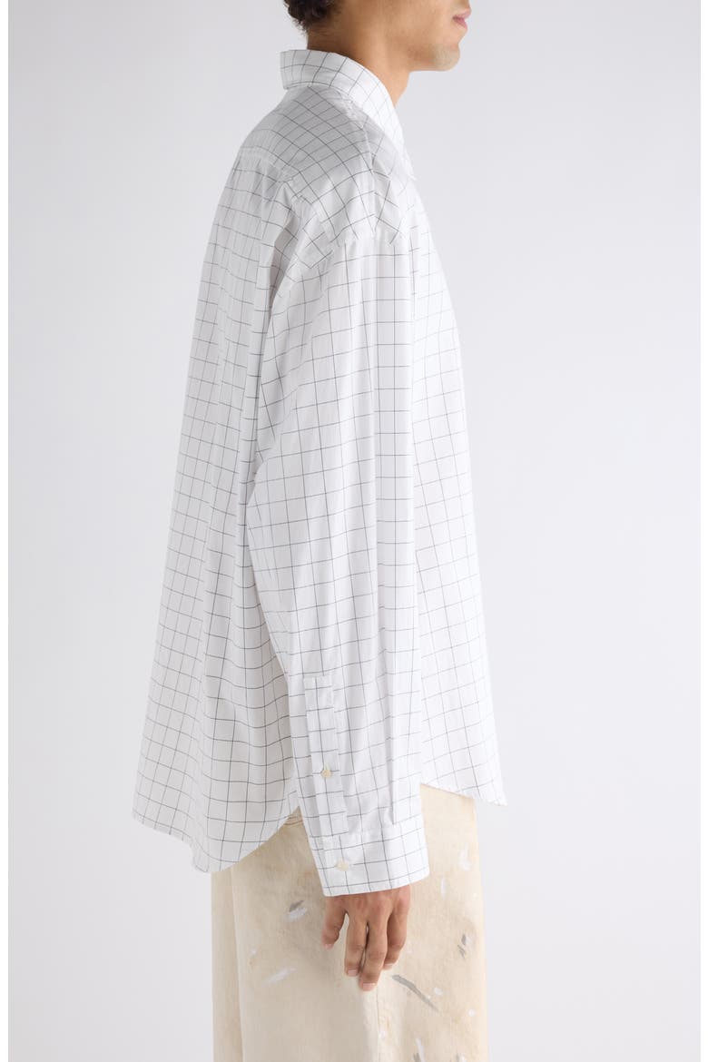 Setar Windowpane Plaid Brushed Cotton Button-Up Shirt, Alternate, color, WHITE/ BLACK