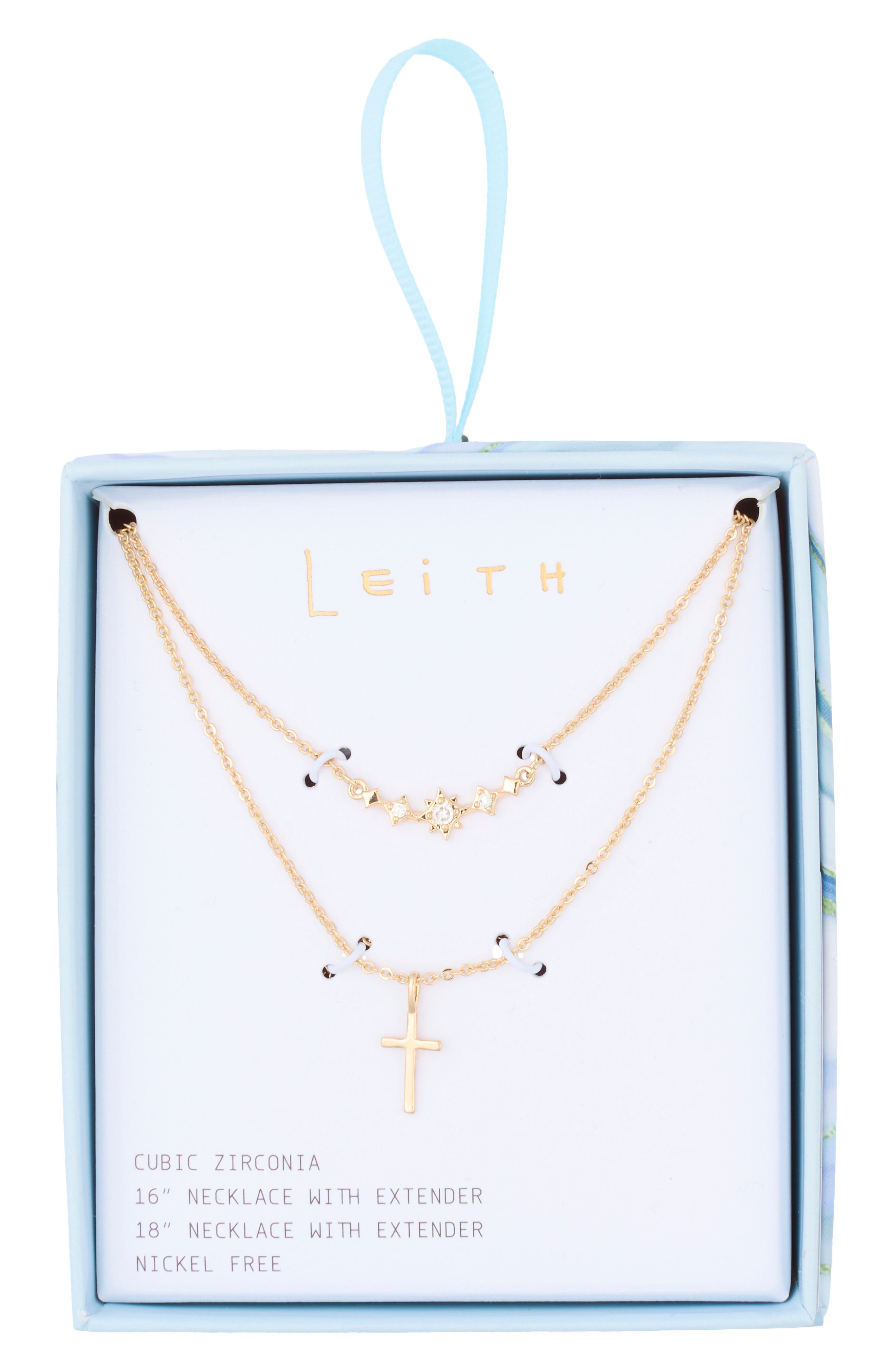 Leith Set of 2 Cross Pendant Necklaces