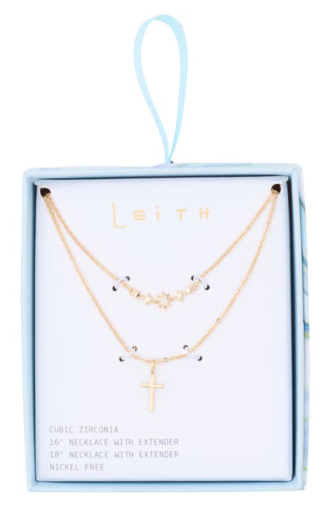 Set of 2 Cross Pendant Necklaces