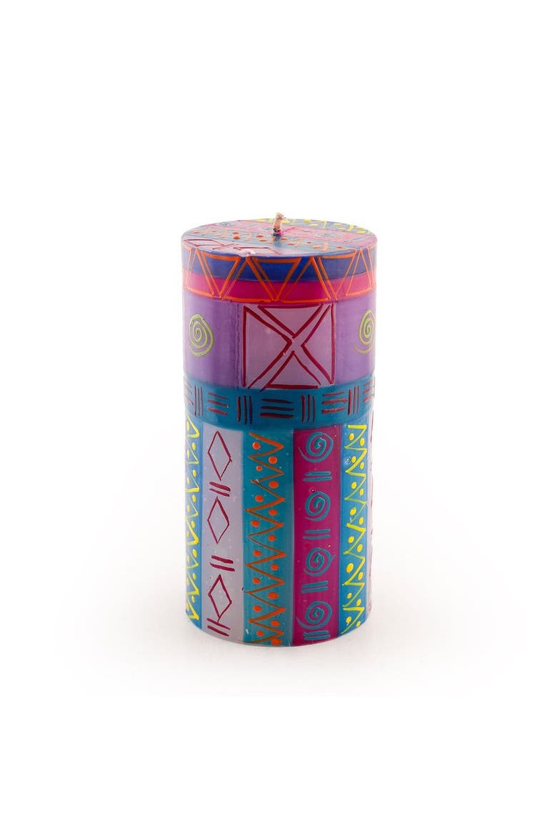 Blue Moon Painted Pillar Candle, Main, color, Blue - 3x6"