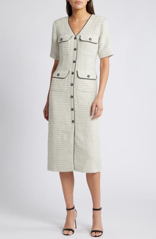 ZOE AND CLAIRE Tweed Sheath Dress in Light Grey 