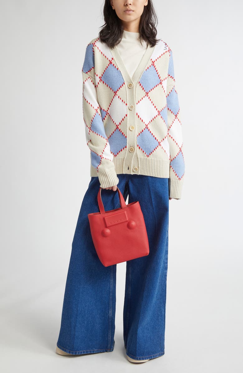 Marni Argyle Intarsia Cotton Cardigan, Alternate, color, 